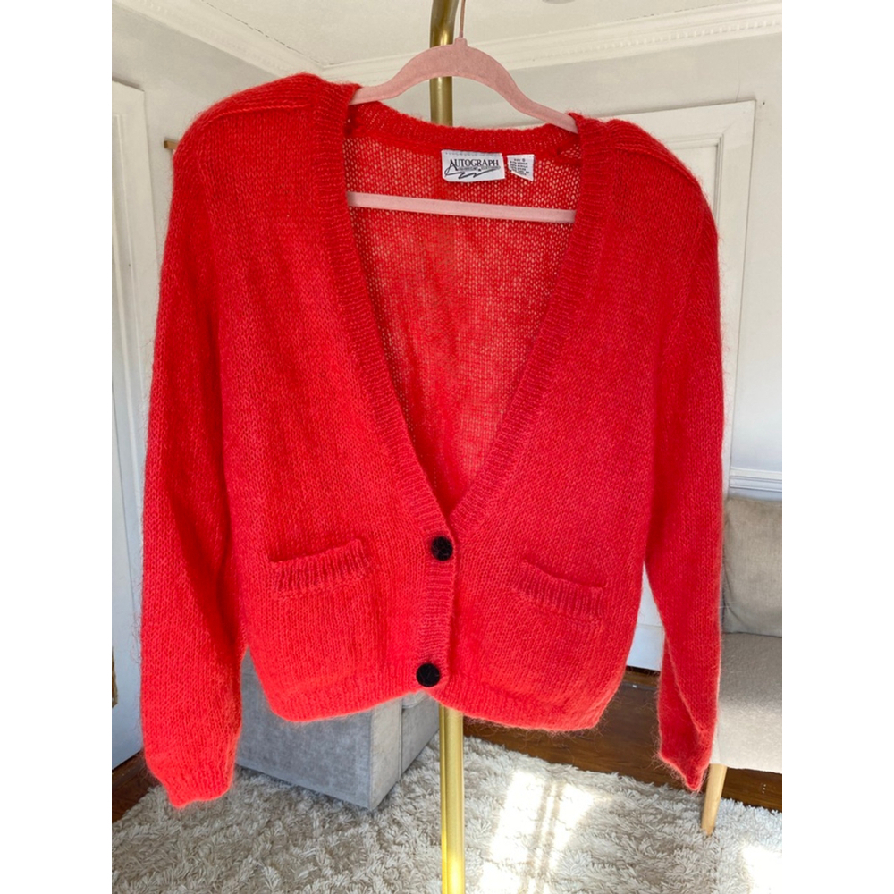 Vintage Autograph Mohair Cardigan Quiet Luxury Old Money S Red Button Up
